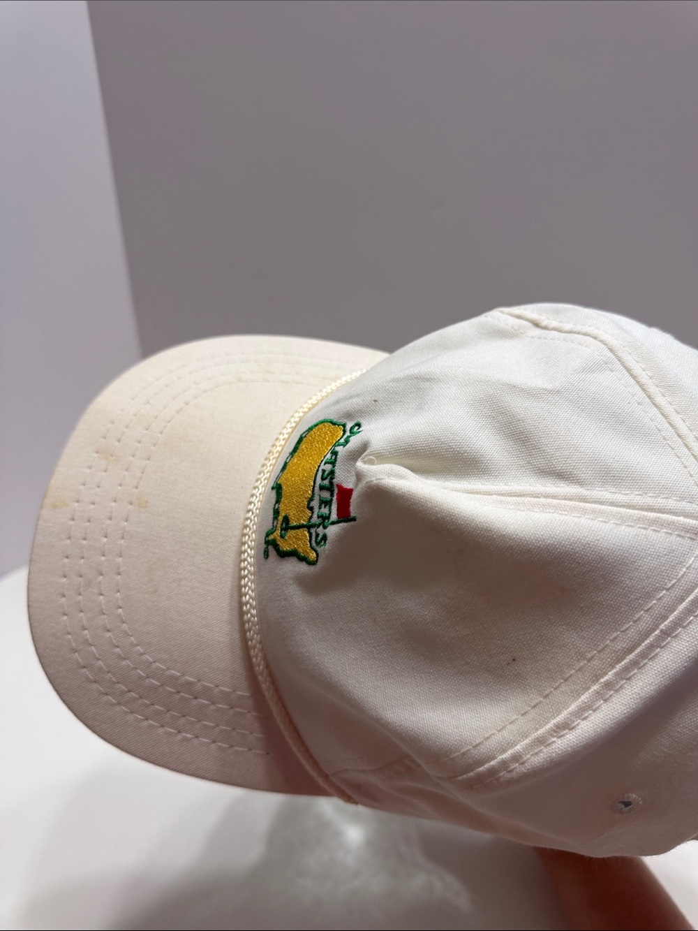 Vintage Masters Cream Cap with Green & Yellow Embroidered Logo - Picture 7 of 14